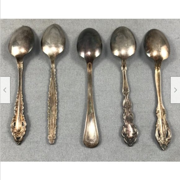 5 Assorted Rogers Oneida Community Silver Plate Silverplate Teaspoons Flatwear - Picture 2 of 4
